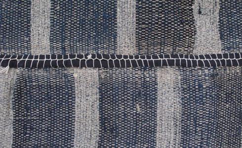 Saki-ori: hemp warp, torn cotton weft Saki-ori: hemp warp, torn cotton weft