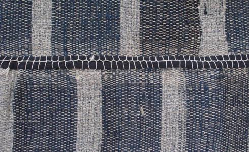 Saki-ori: hemp warp, torn cotton weft